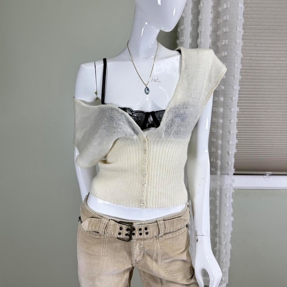 Vintage Old Navy Perfect Fit Knit Sweater Vest – Cream Wool Blend – L - Picture 4 of 5